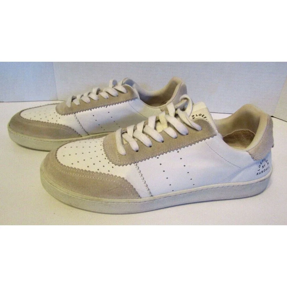 Loeffler NY Randall Keeley Sneakers White Leather Suede Low Top Womens 10